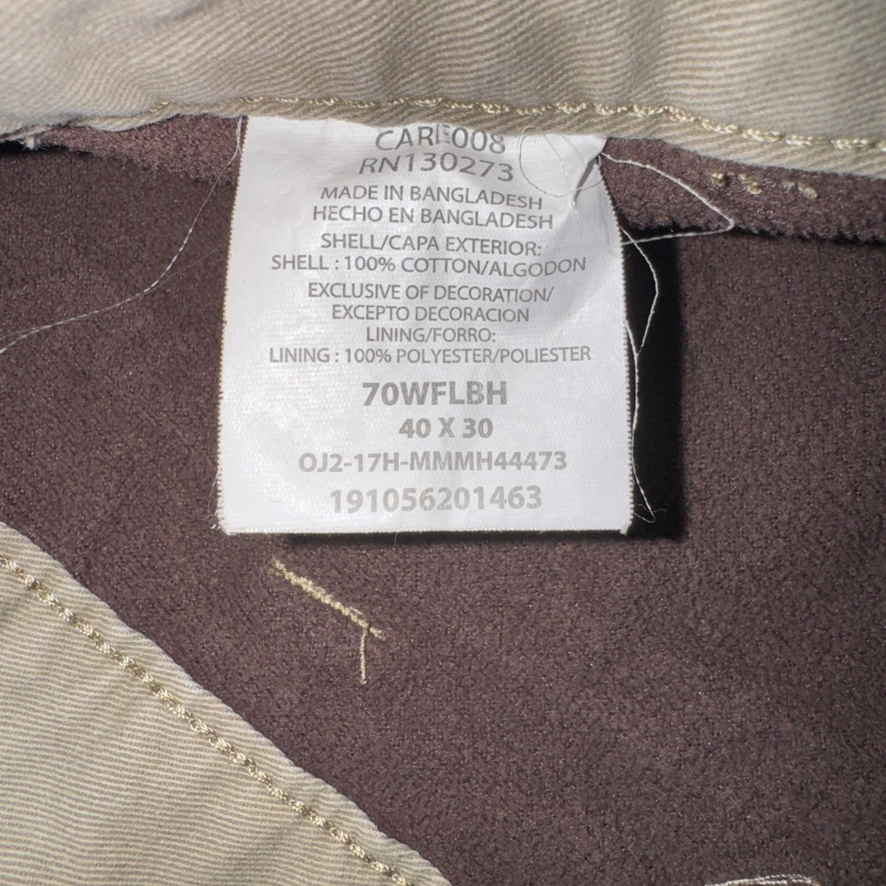 Wrangler Fleece Lined Cargo Pants Mens 40x30 Tan Khaki Work Trousers‎ 70WFLBH - Picture 6 of 11